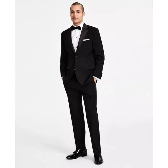 NAUTICA Tuxedo Suit Men's Size 40R 34W Black Modern Fit Stretch NWT $395 - Picture 2 of 15